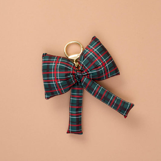 Puffy Bow Bag Charm-Classic Plaid