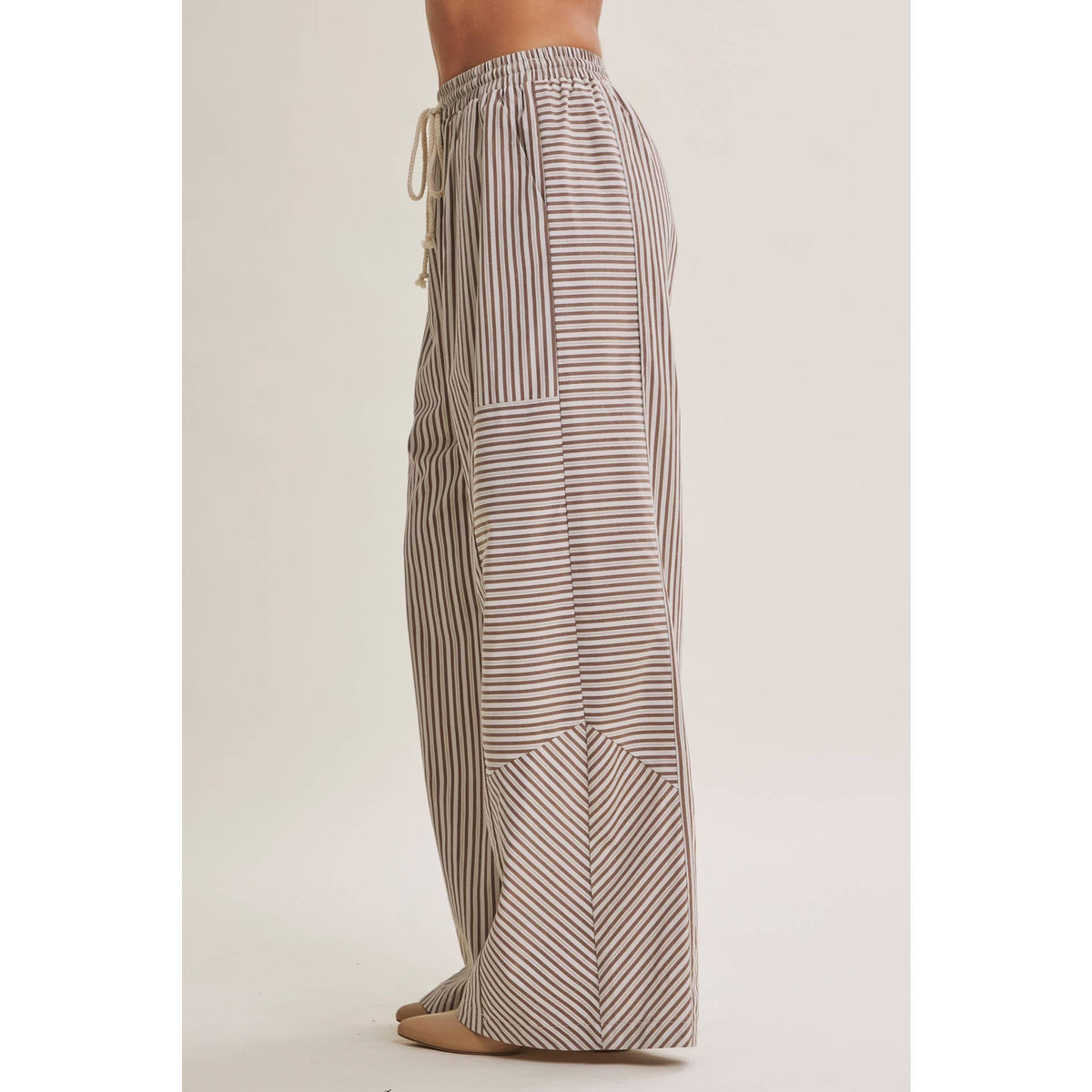 Coffee Before Noon Mixed Stripe Everyday Wide Leg Linen Pants