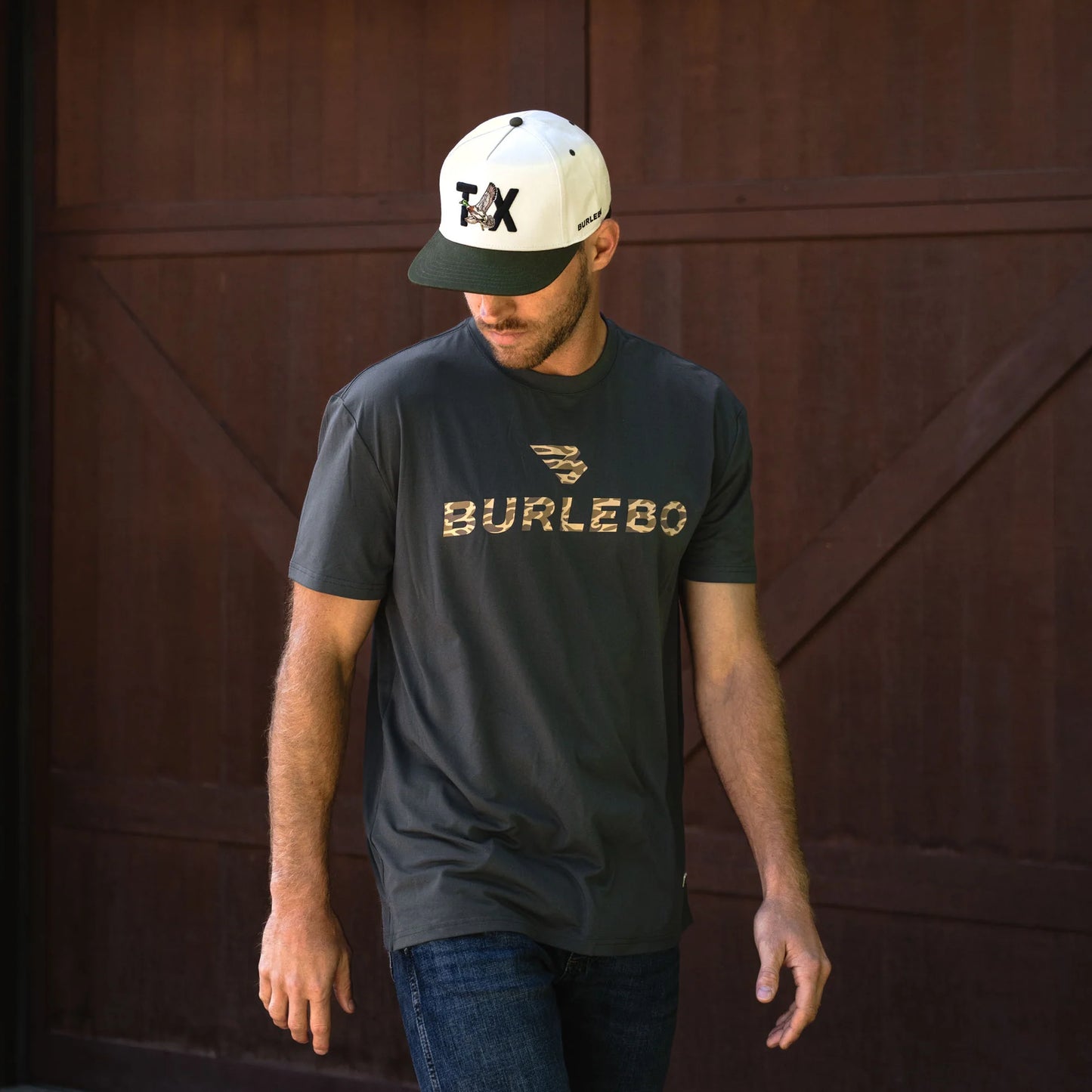 Burlebo-Go To Tee - Flying B Logo - Gun Metal Grey & Gauge Camo