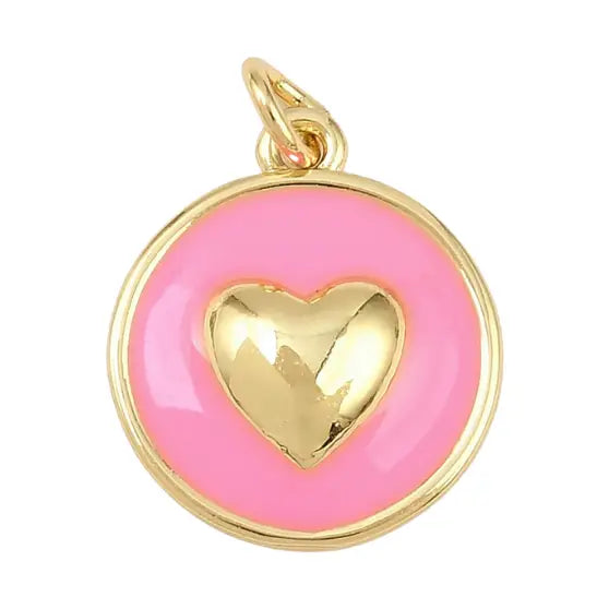 Gold Beloved Heart Pink Charm