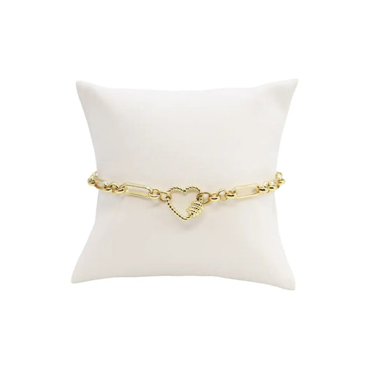 Gold Anna Charm Bracelet With Heart Bella Carabiner