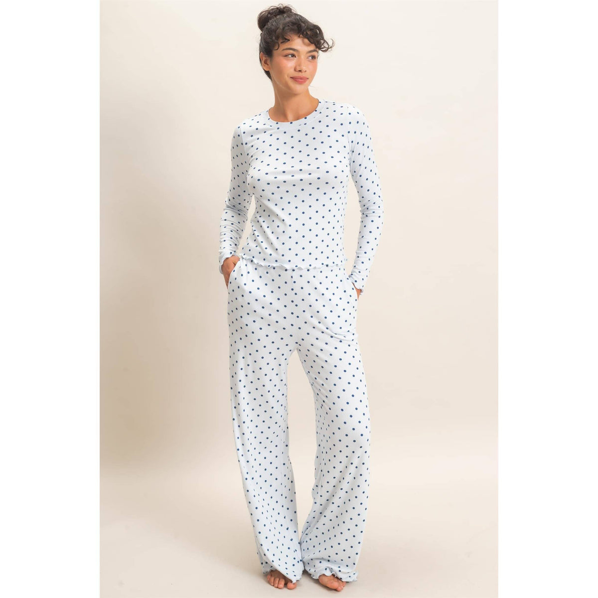 Polka Dot Long Sleeve Top & Pants Set