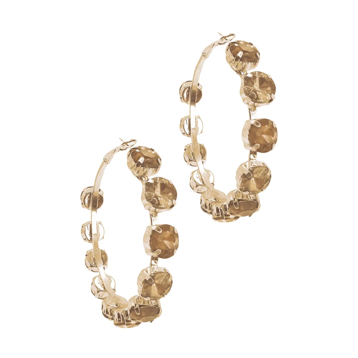 Gemstone Gold Crystal Hoop Earrings