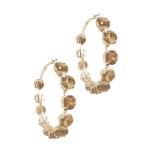 Gemstone Gold Crystal Hoop Earrings