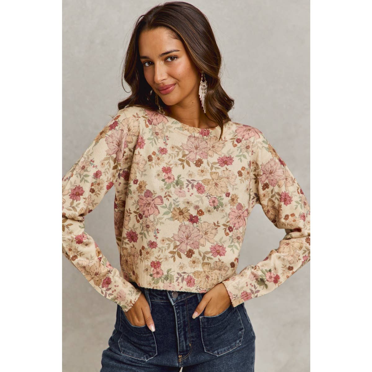 Floral Long Sleeve Knit Top