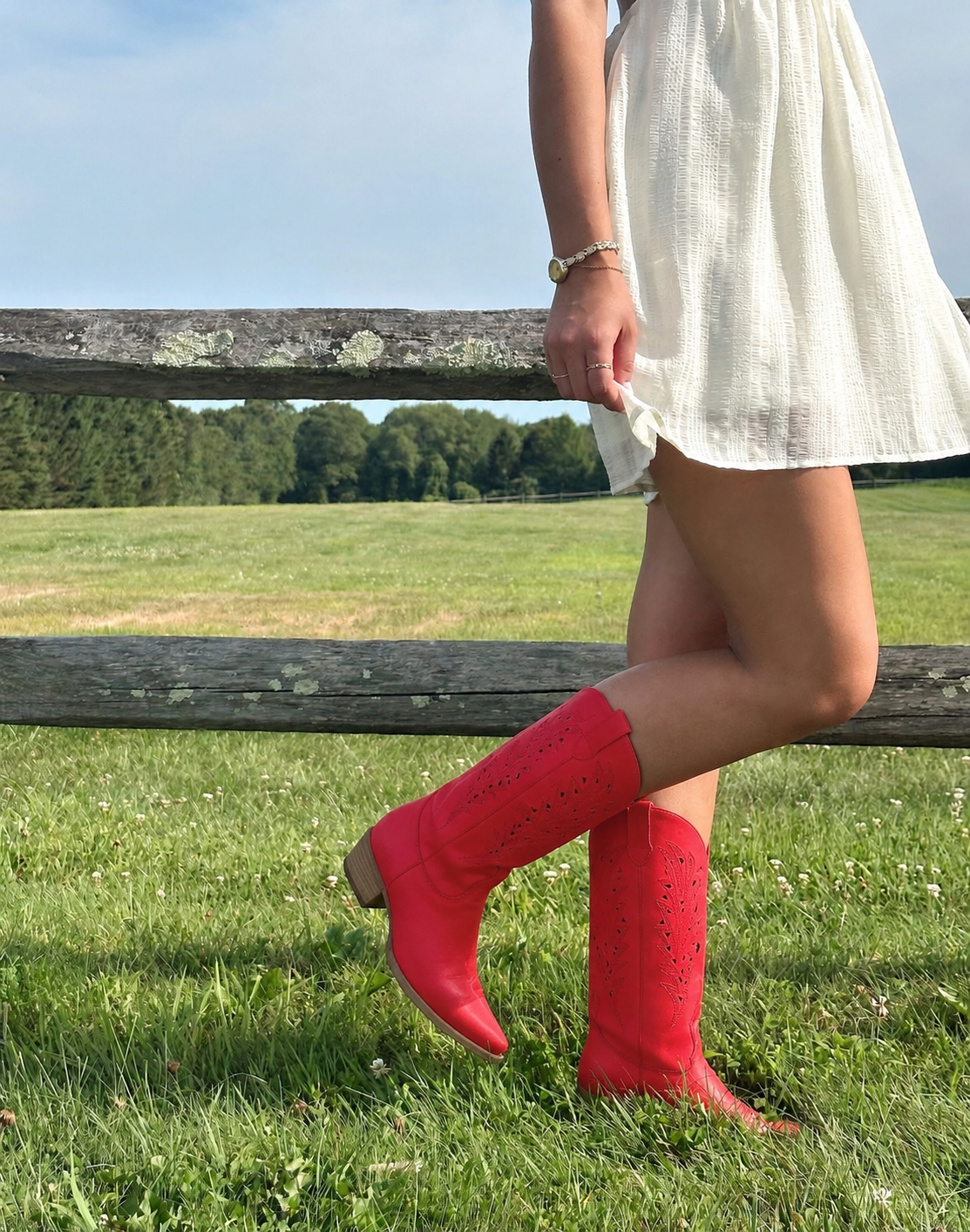 Olivia Red Western Suede Boot