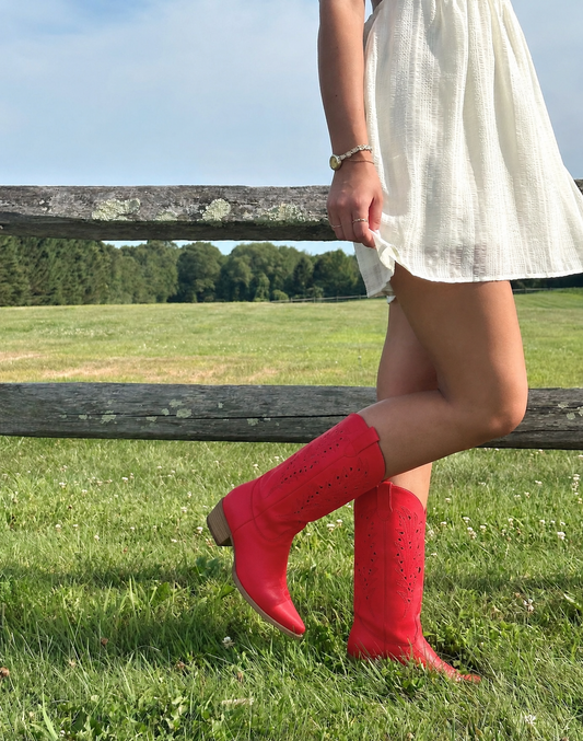 Olivia Red Western Suede Boot