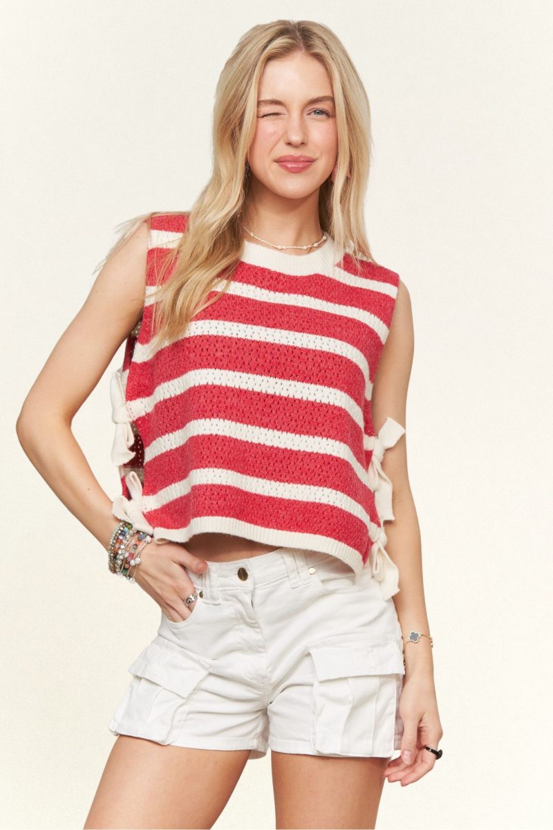 Striped Sleeveless Knit Sweater Tank