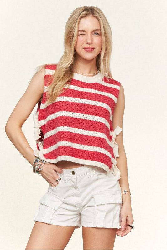 Striped Sleeveless Knit Sweater Tank