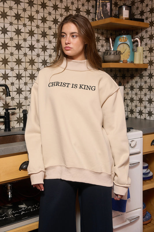 CHRIST 'christ Is King' Embroidered Mock Neck