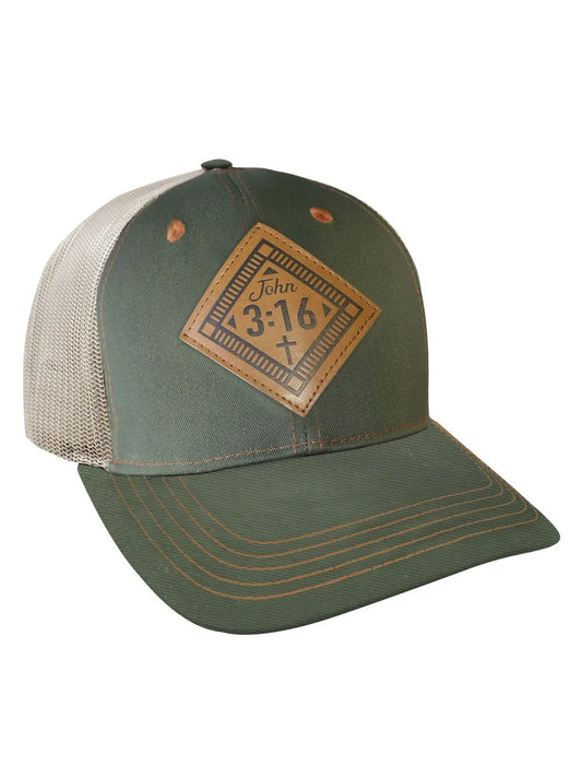 John 3:16 Leather Patch Mens Hat