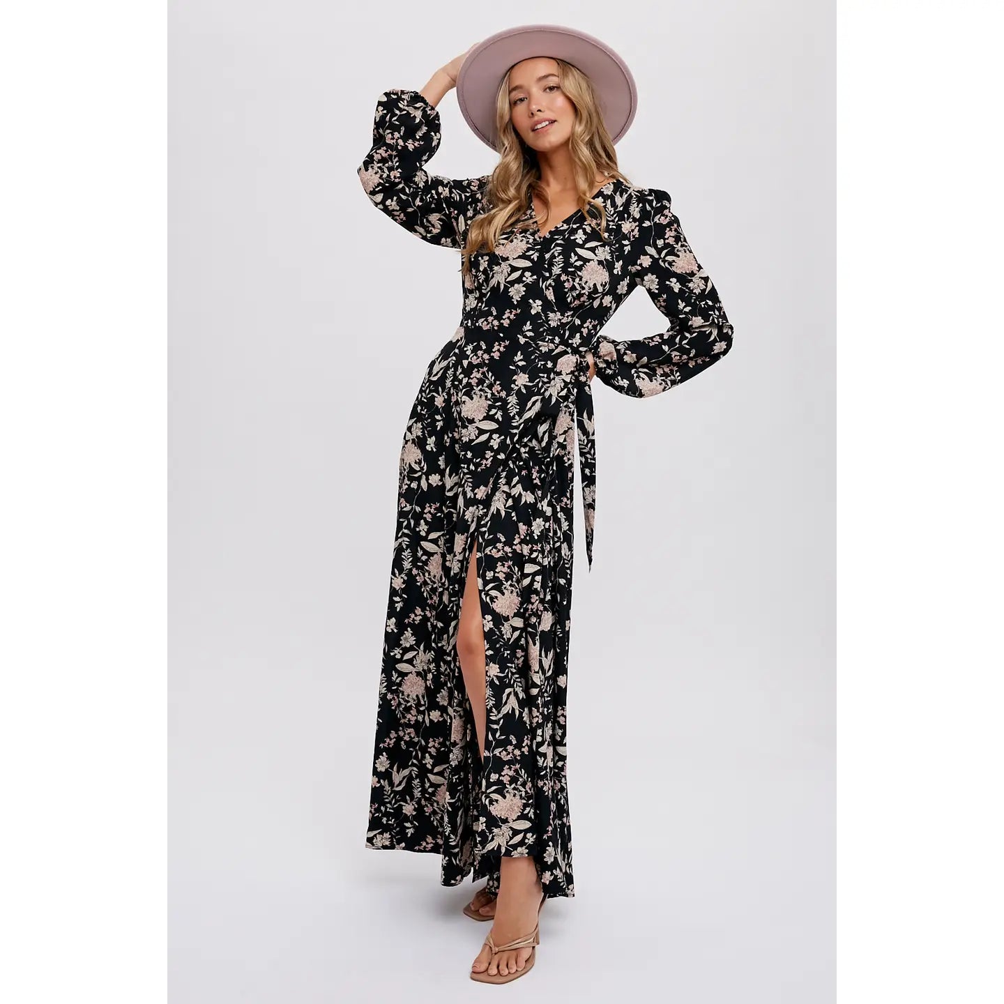 Floral Print Wrap Maxi Dress