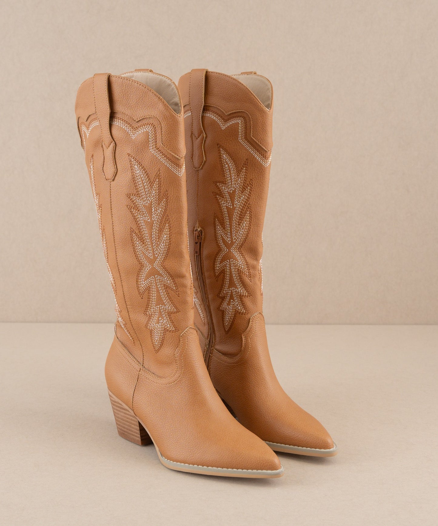 Two Tone Embroidery Cowboy Boots