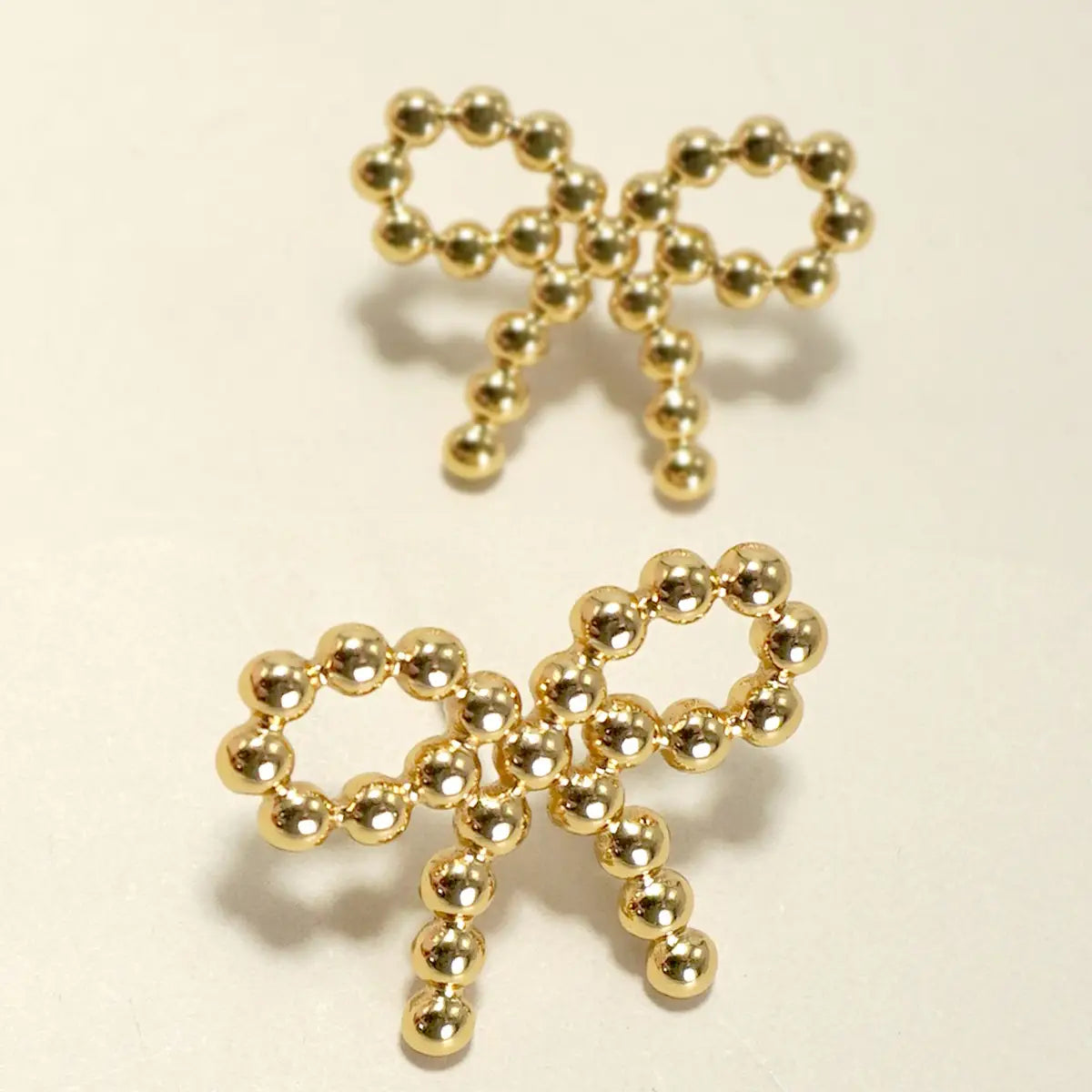 Beaded Bow Stud Earrings