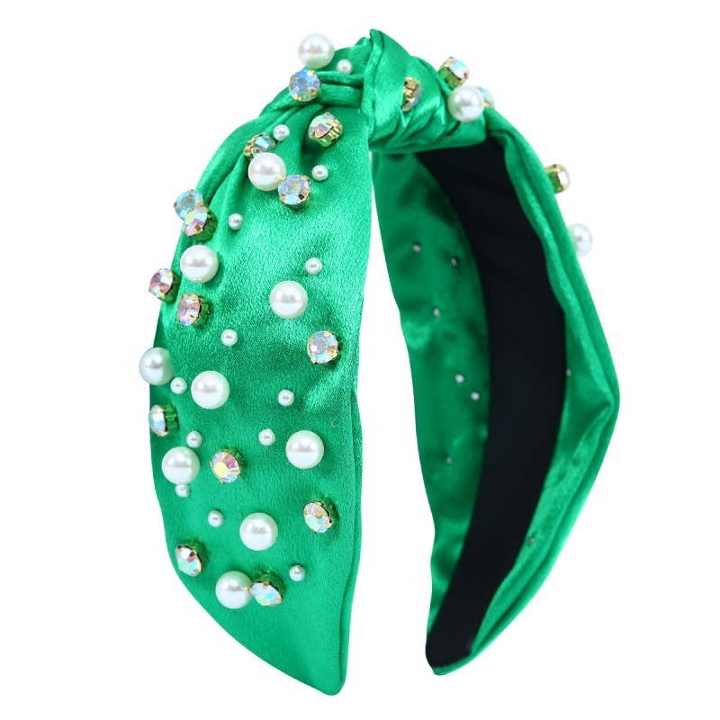 Christmas Rhinestone Pearl Bead Headband (2 Color Options)