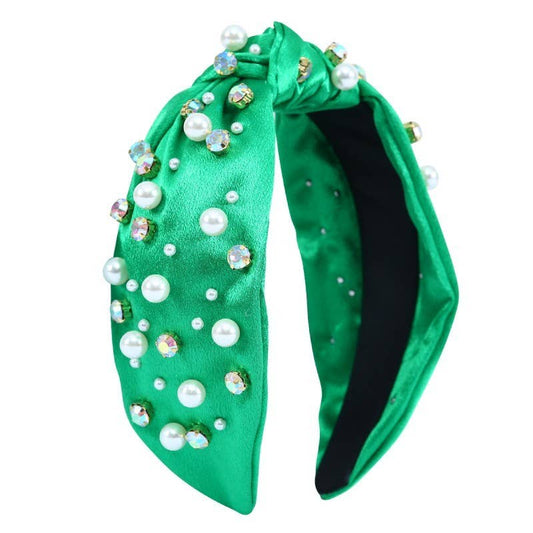 Christmas Rhinestone Pearl Bead Headband (2 Color Options)