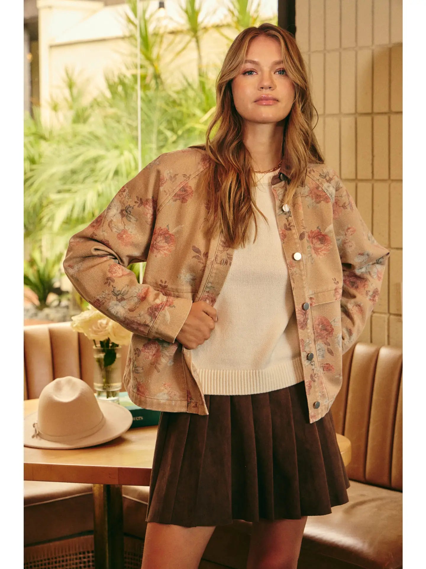 Wild Rose Afternoon Vintage Garment-Washed Twill Jacket