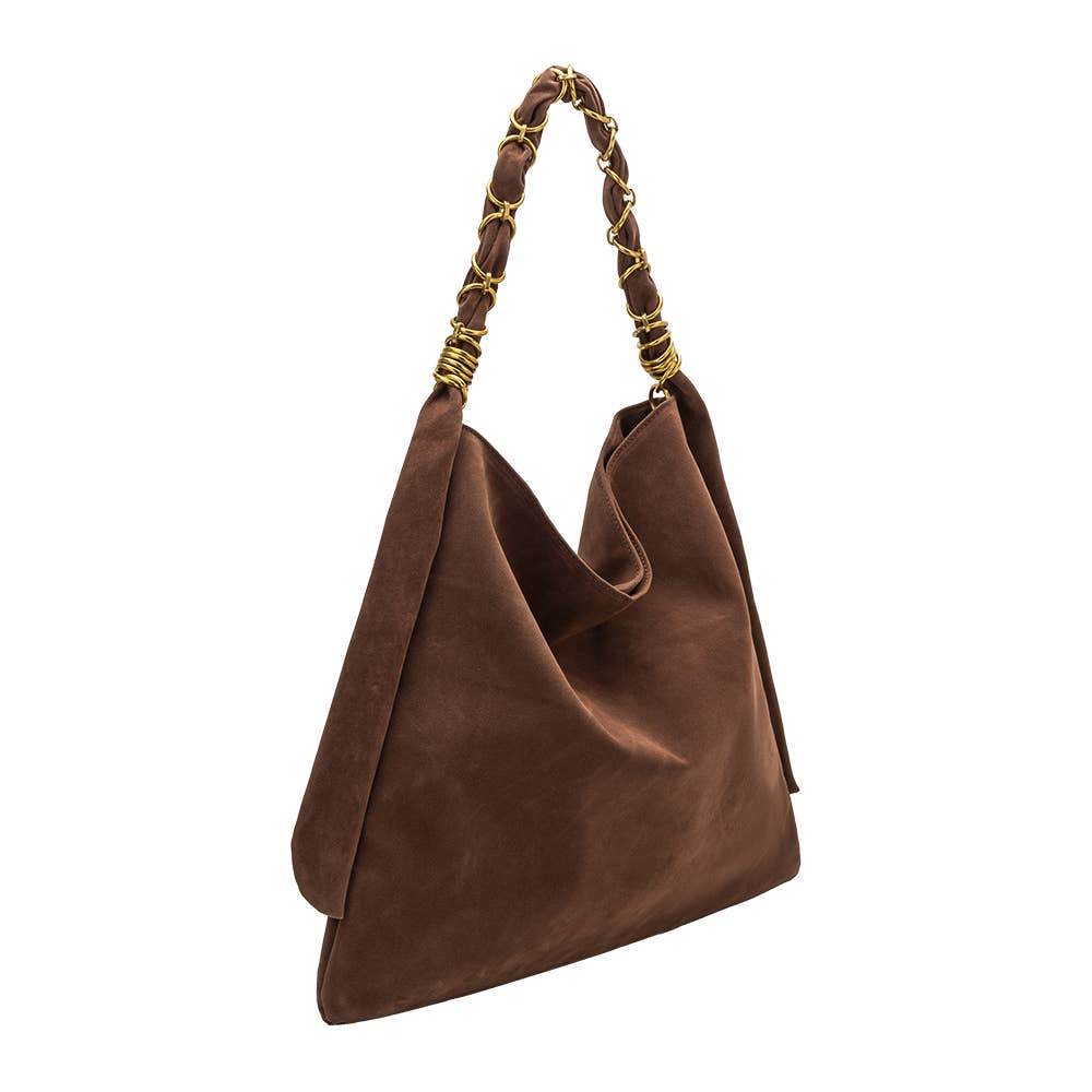 Melie Bianco Venus Chocolate Recycled Suede Tote Bag