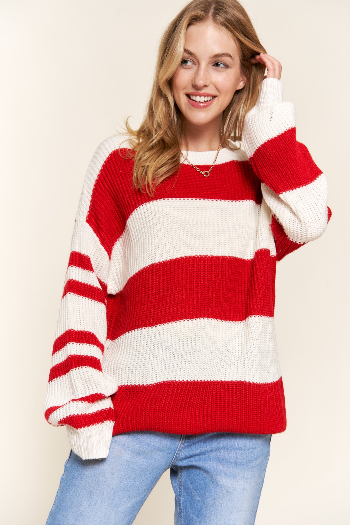 Red and White Striped Sweater