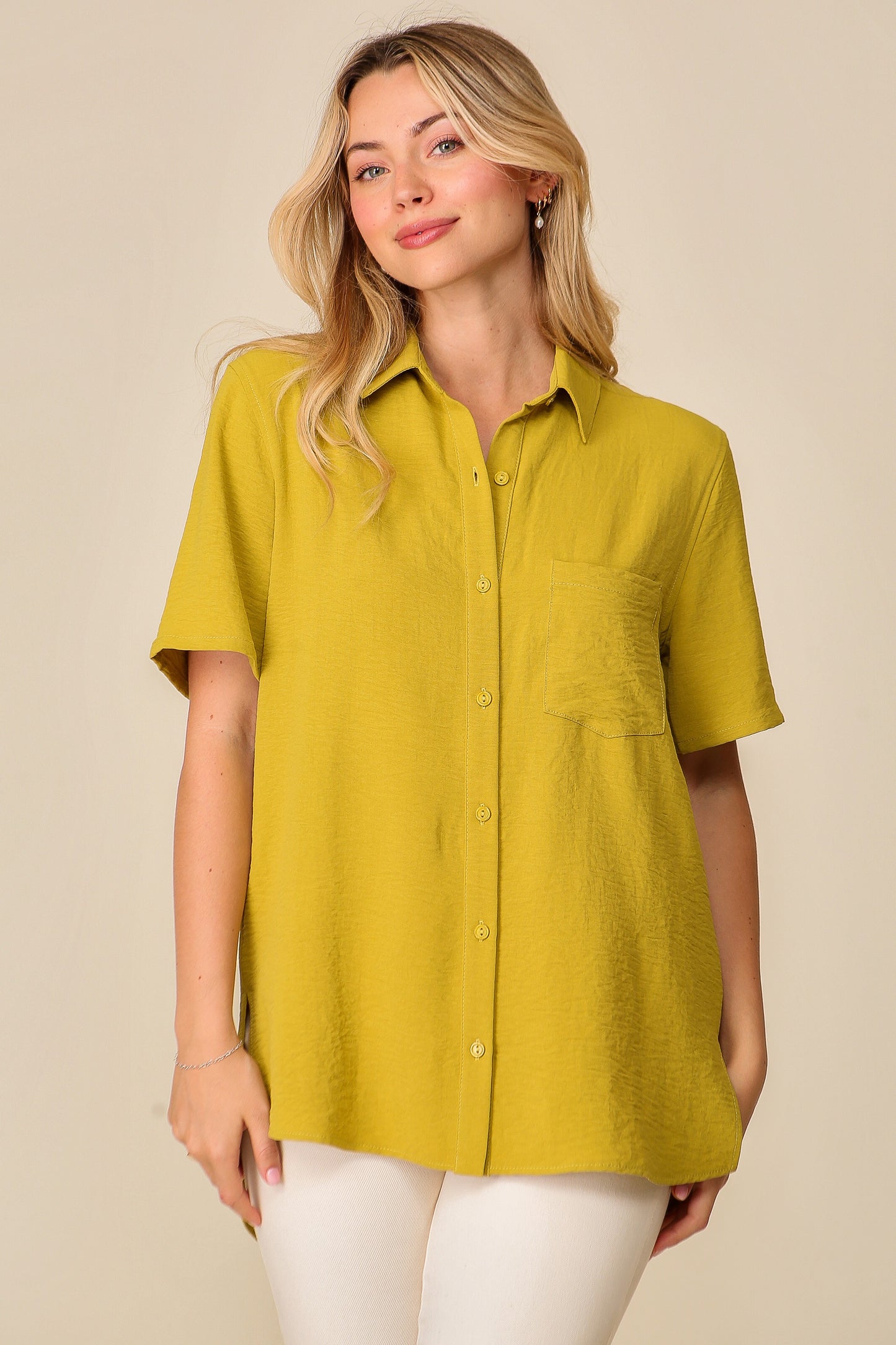 Short Sleeve Button Down Top