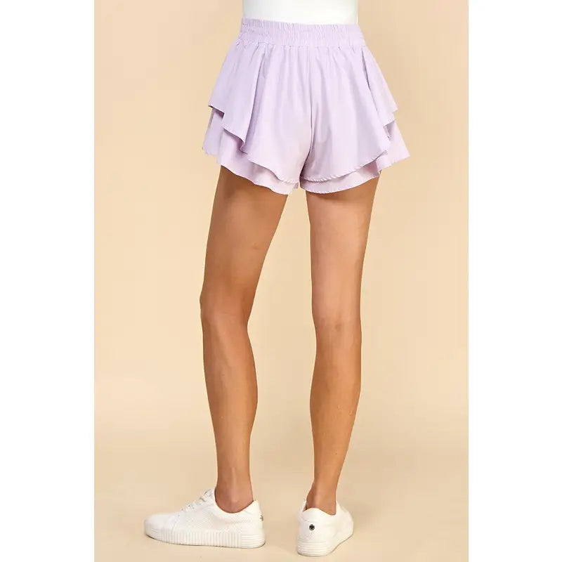 Lavender Tiered Ruffle Shorts