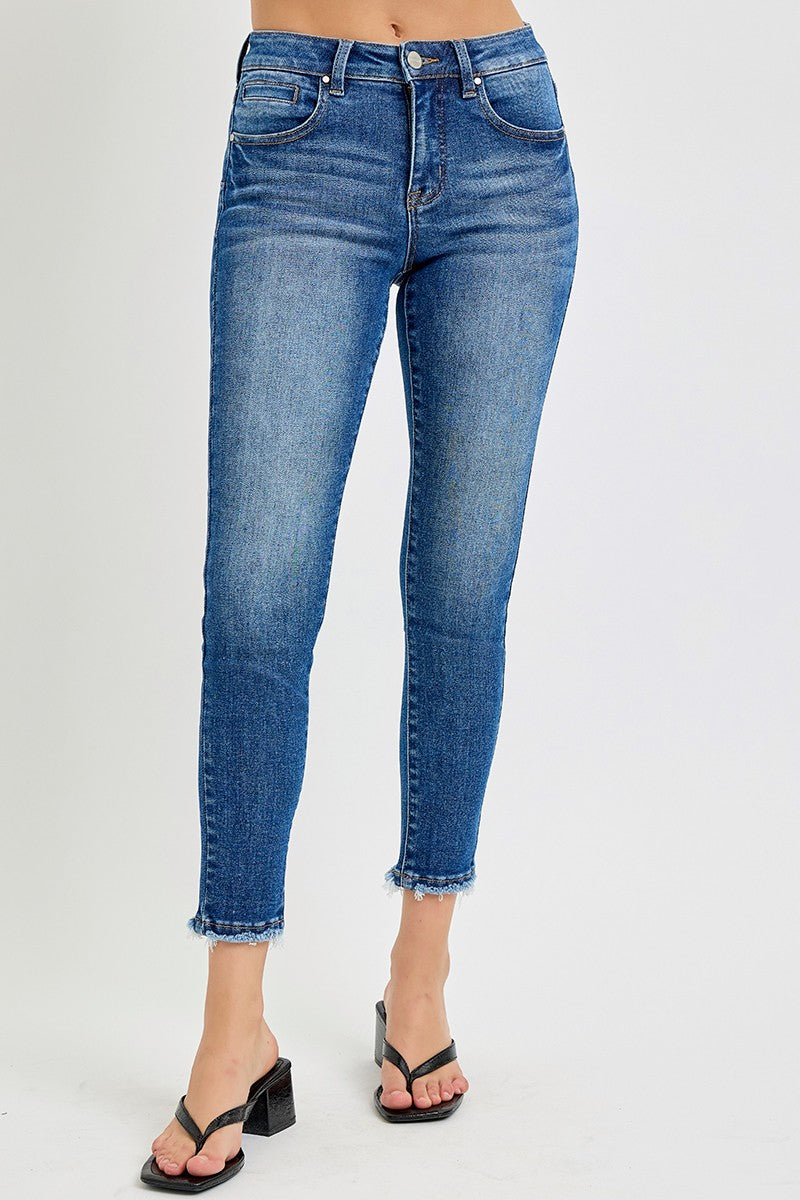 Risen Tummy Control Mid Rise Crop Skinny Jeans