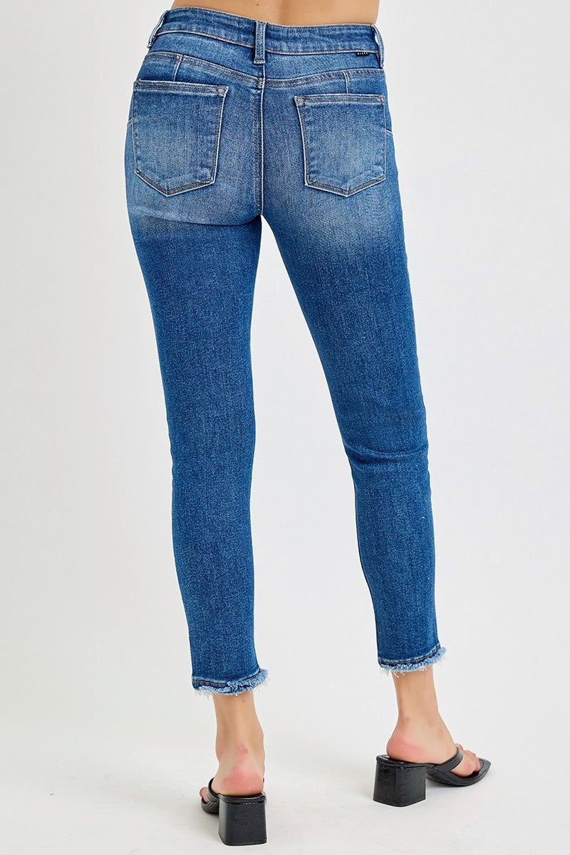 Risen Tummy Control Mid Rise Crop Skinny Jeans