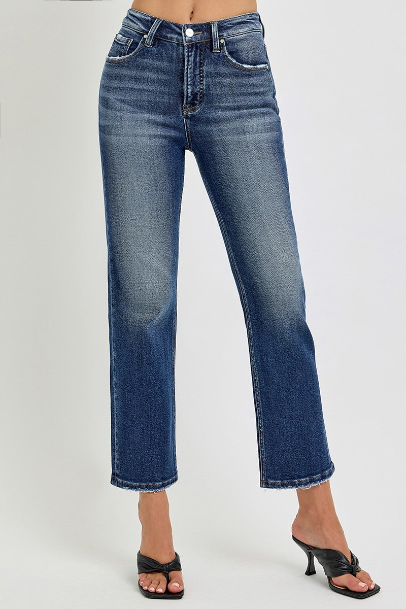 Risen Tummy Control High Rise Crop Jeans