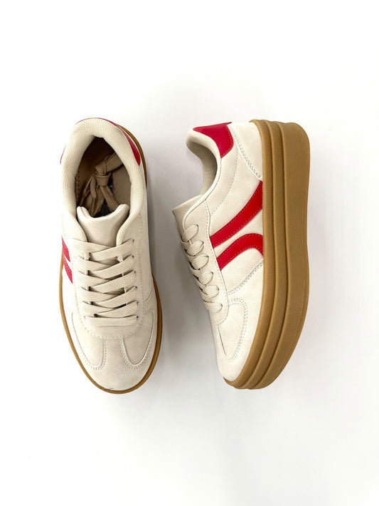 Red/Beige Platform Sneakers