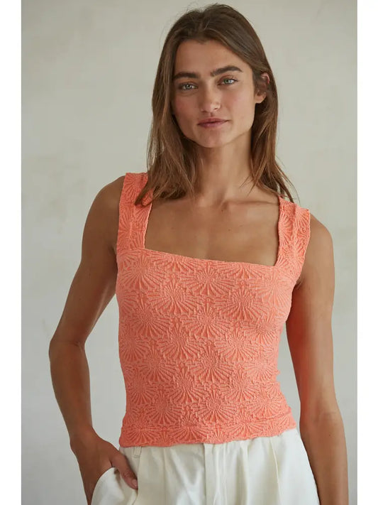 Knit Nylon Seamless Jacquard Tank