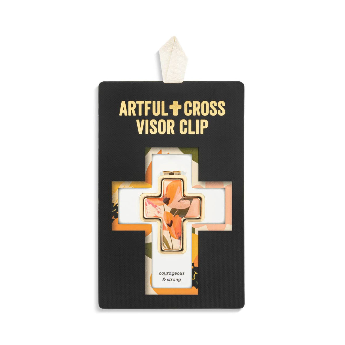 Artful Cross Courageous & Strong Visor Clip - 39x48mm