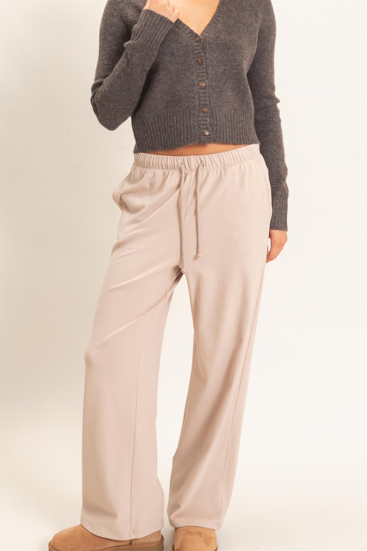 Wide Leg Pants With Drawcord