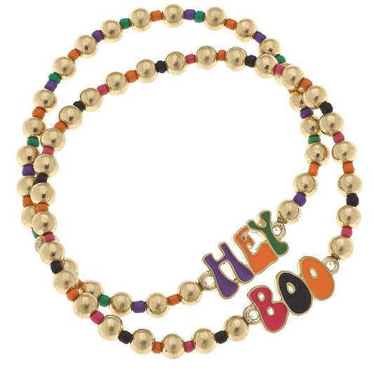 Canvas Style Hey Boo Stretch Bracelet Set