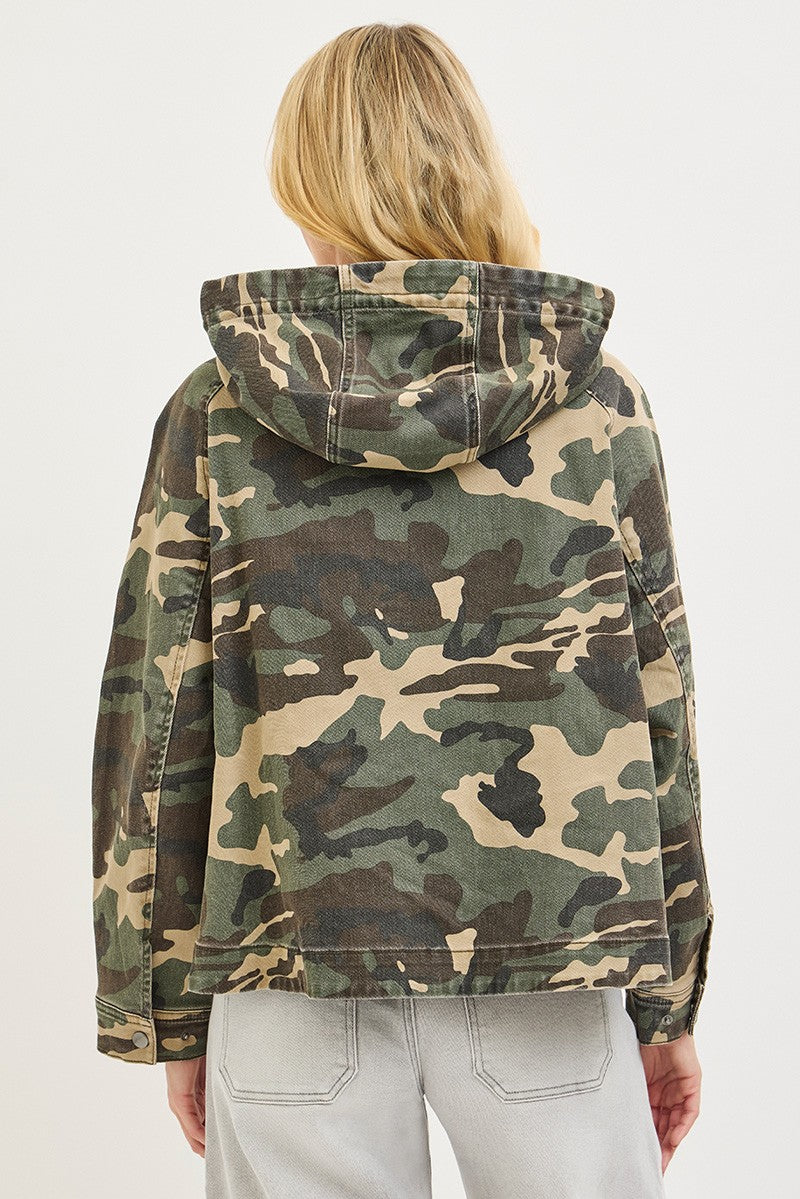 Oversized Camouflage Raglan Sleeve Jacket Hoodie