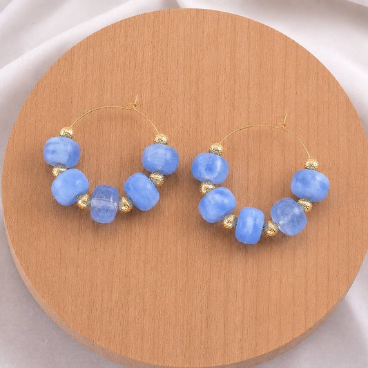 Boho Resin Beaded Hoop Earrings | 3 Color Options