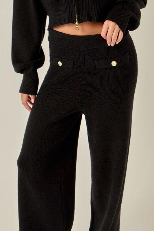 Gold Button Knit Pants