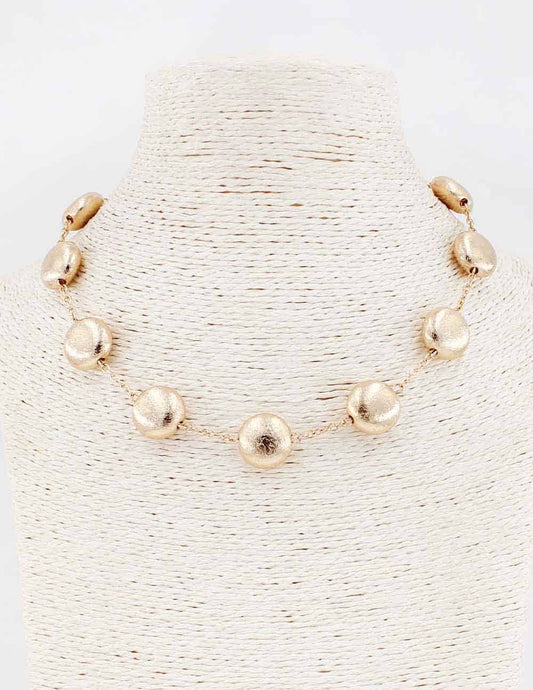 Gold Flat Beaded 16" Necklace