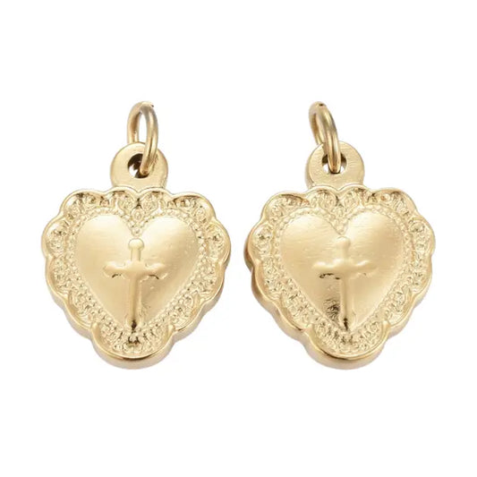 Gold Vintage "Cross My Heart" Charm