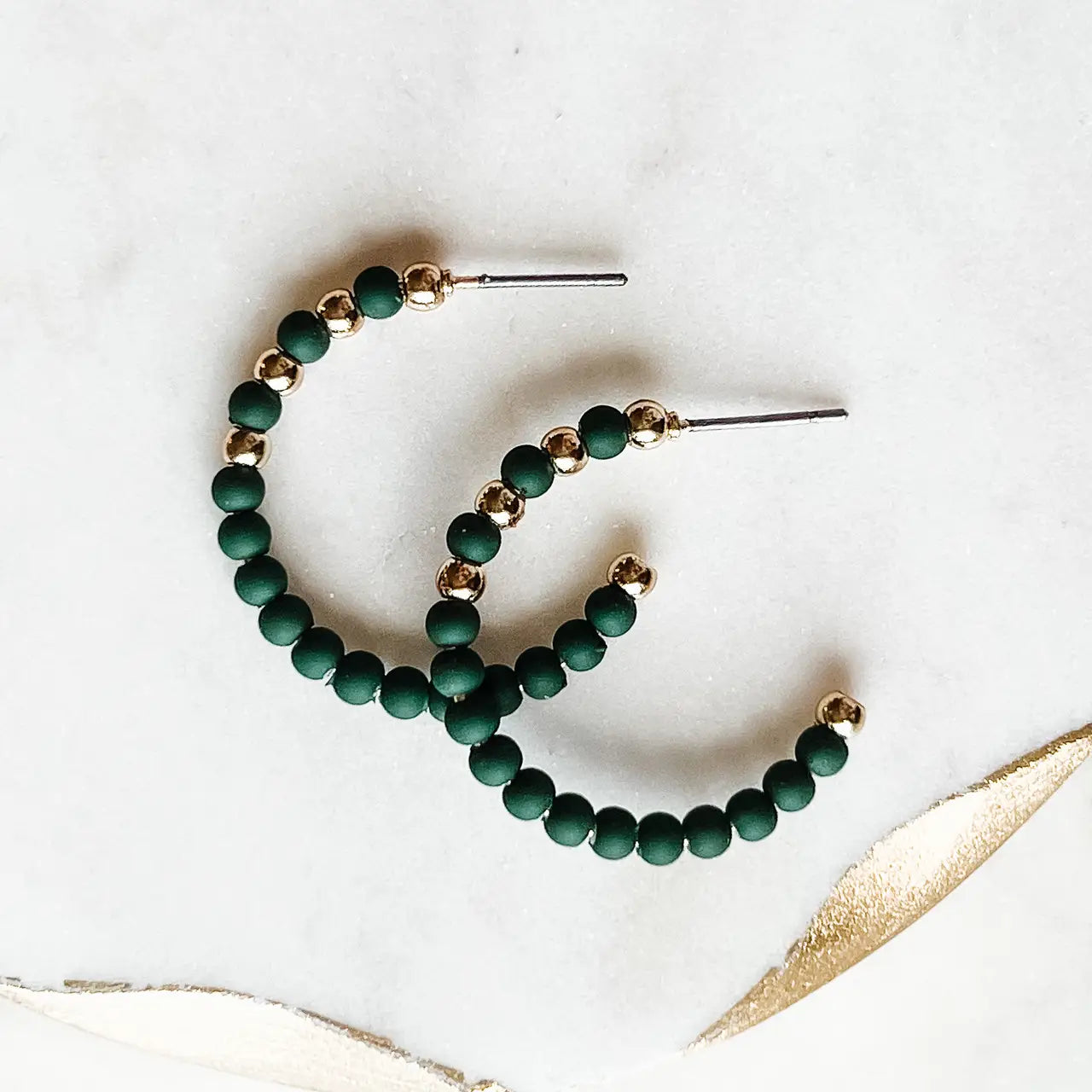 Green Ball Hoop Earrings