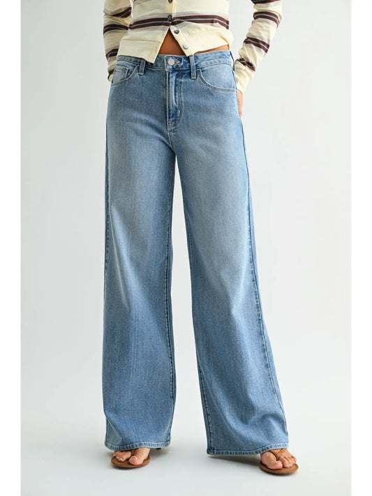 Just Black Denim - Lightweight Light Wash Stretchy Wide Leg