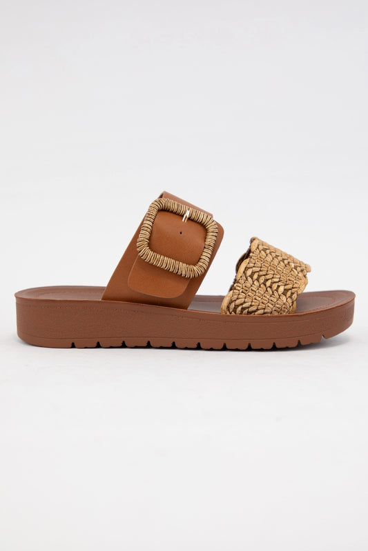 Cactus Wavy Raffia Strap Sandal