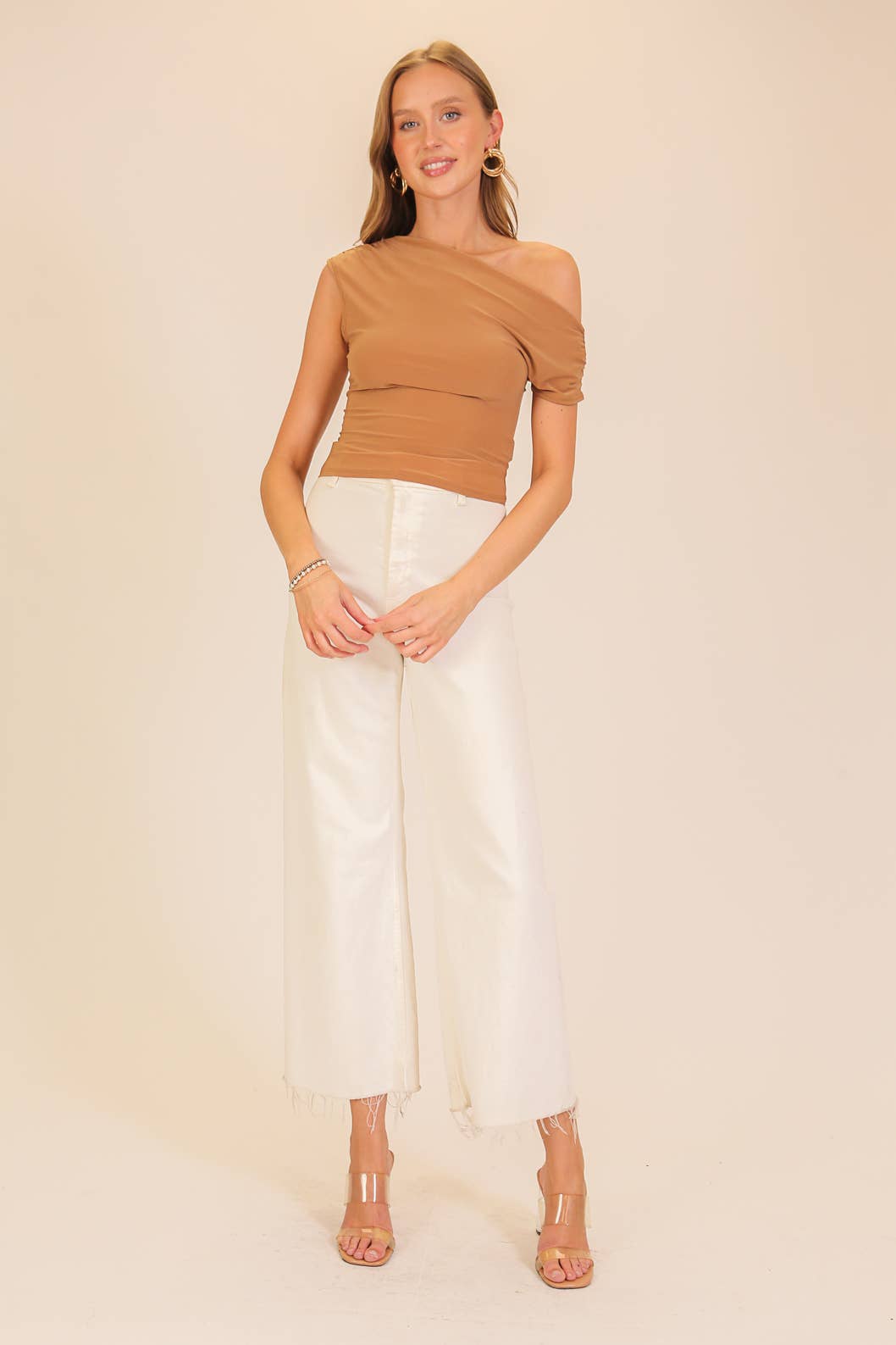 Mocha Midnight Elegance Asymmetrical Top