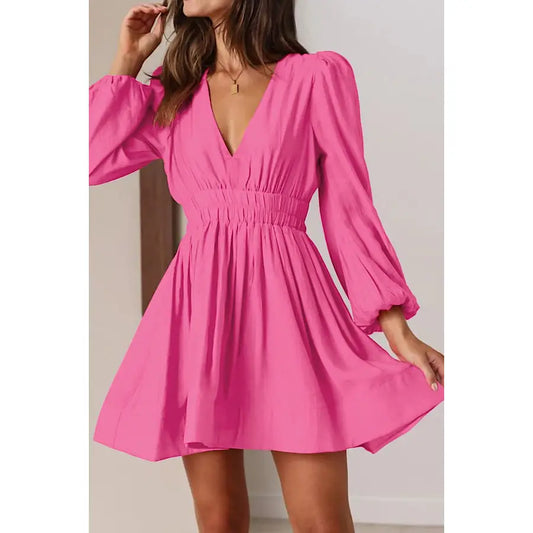 V-Neck Long Sleeve Dress