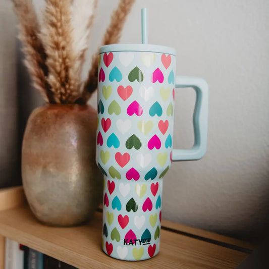 Multicolored Hearts Mint Tumbler