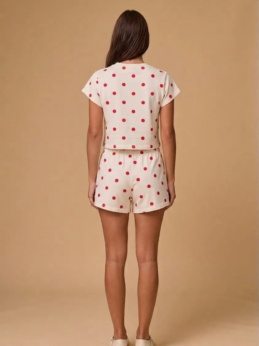Polka Dot Red Top and Shorts Set