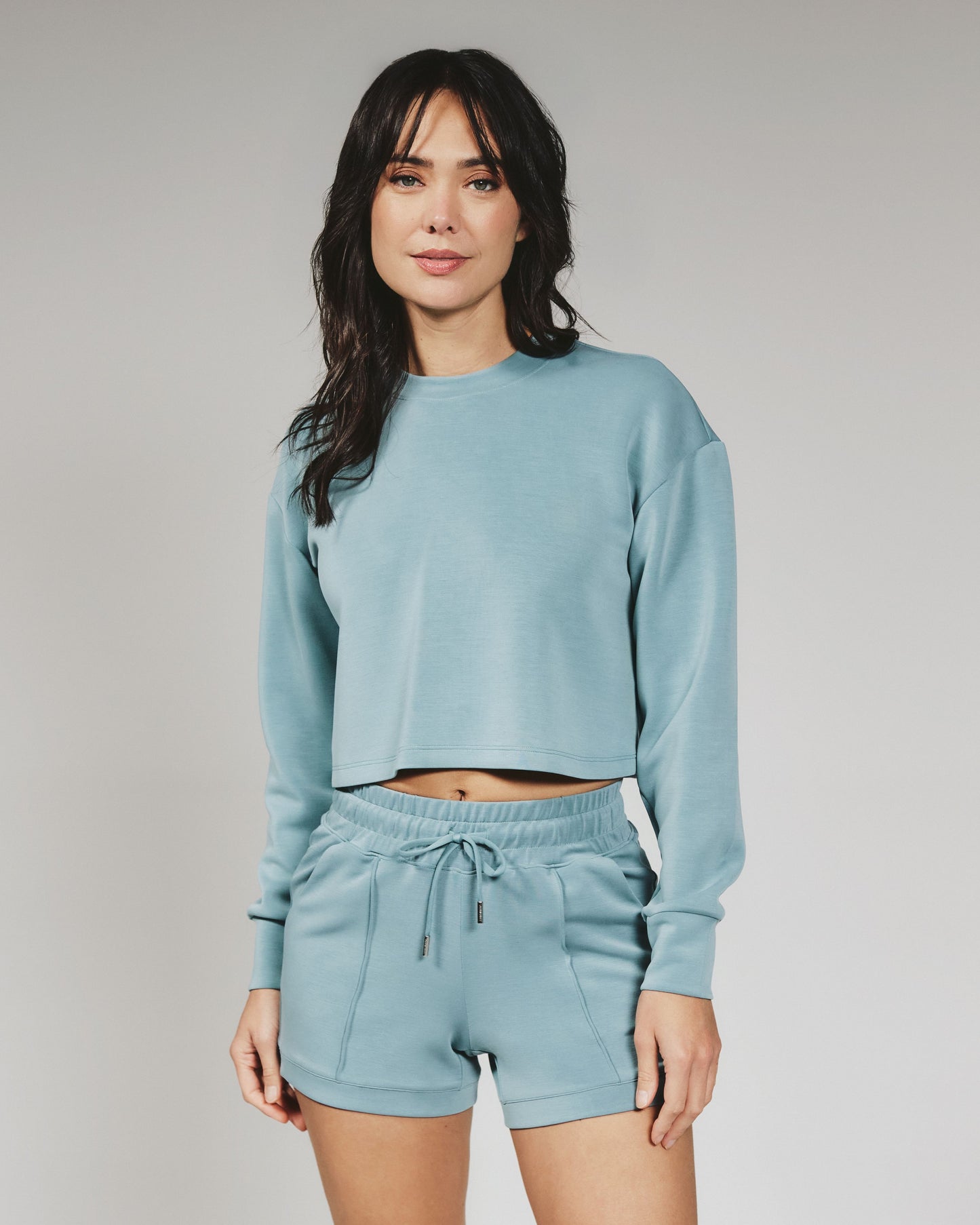 7 Diamonds Rev Cropped Crewneck in Ocean