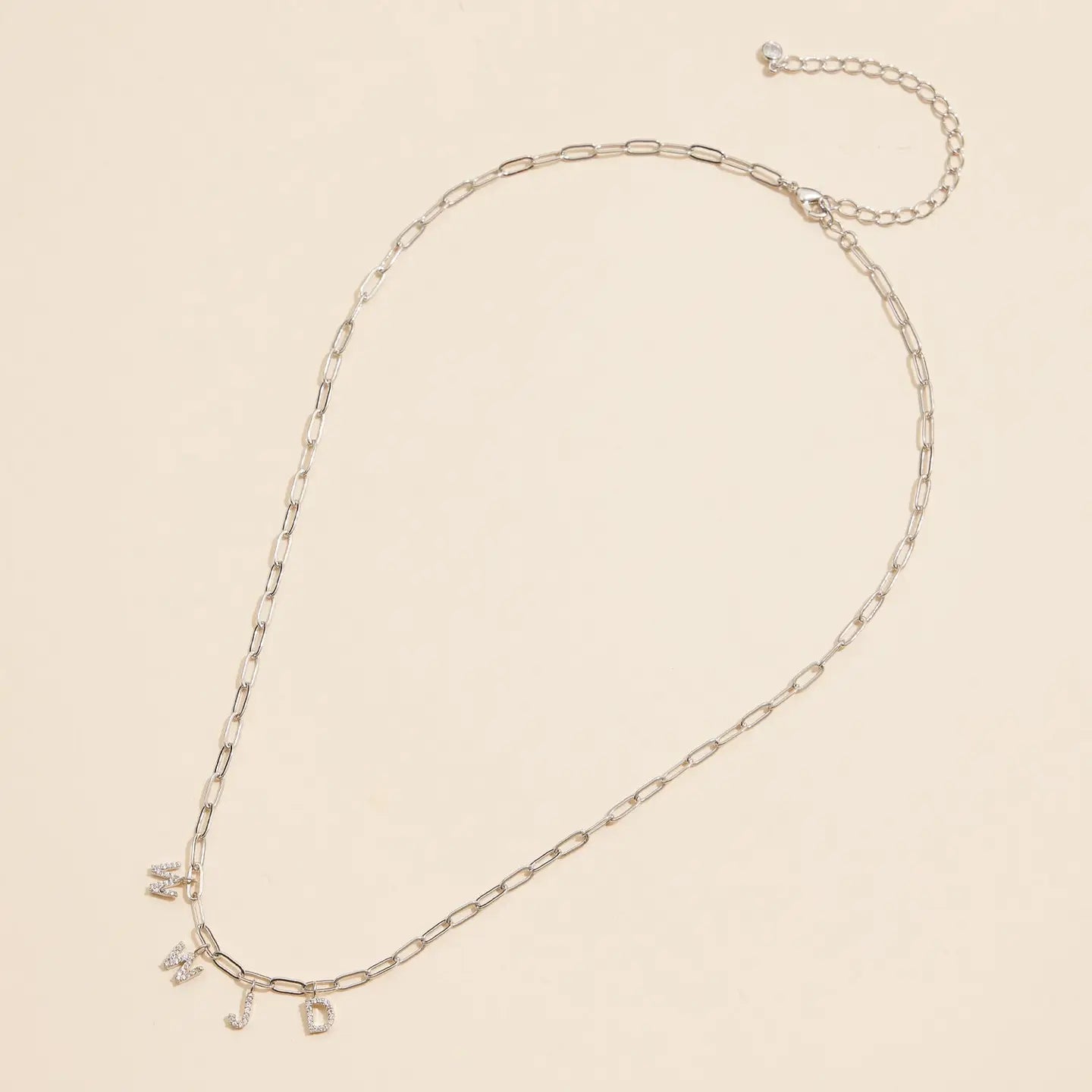 Sparkling WWJD 18K White gold Charm Necklace