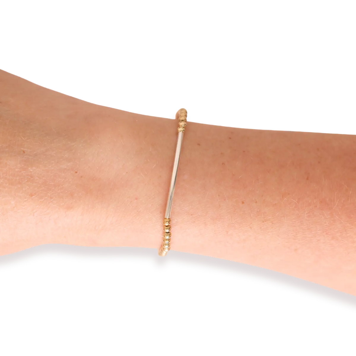Beaded Blondes Bar Bracelet in Gold with Silver