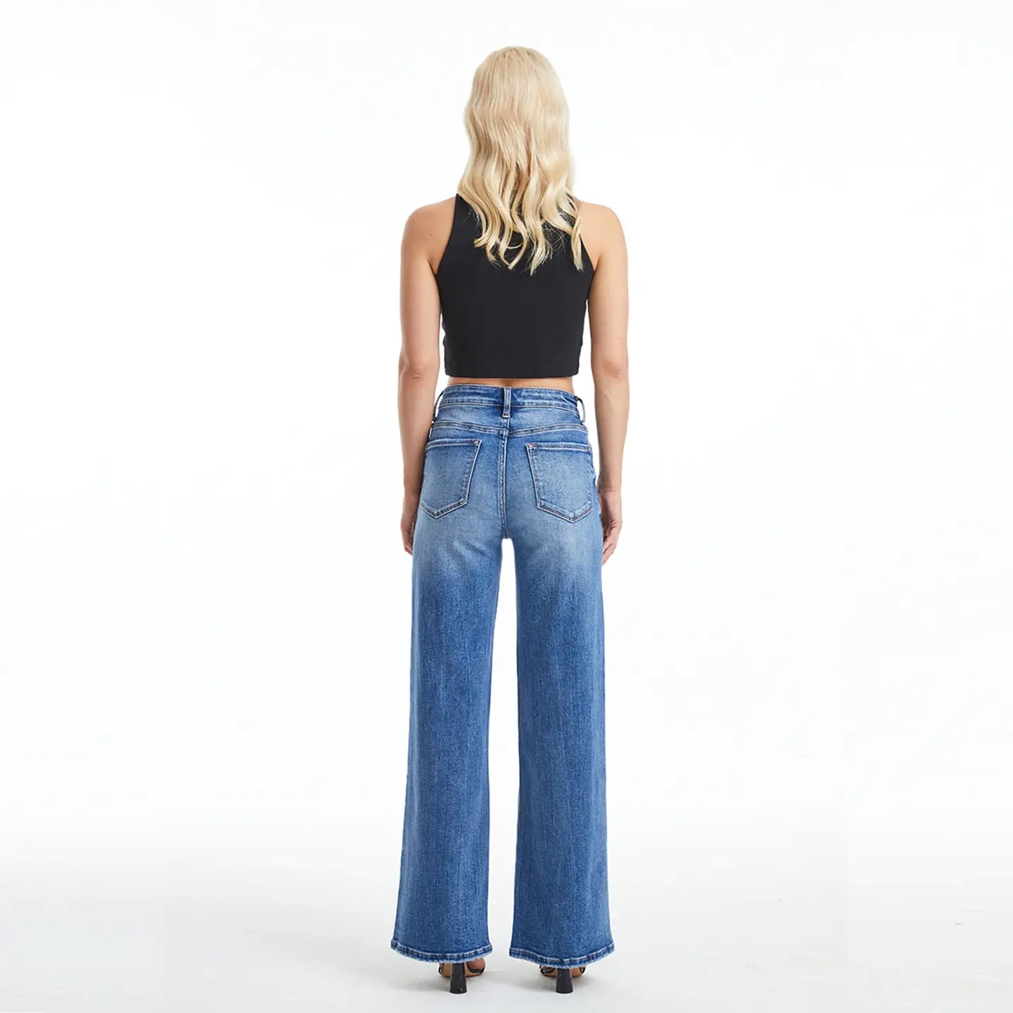 Bayeas High Rise Wide Leg Jean With Finished Hem