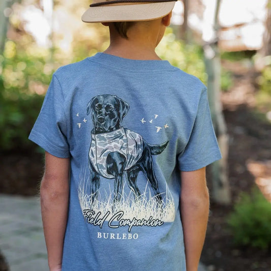 Burlebo Youth Field Companion Tee - Heather Blue Jean